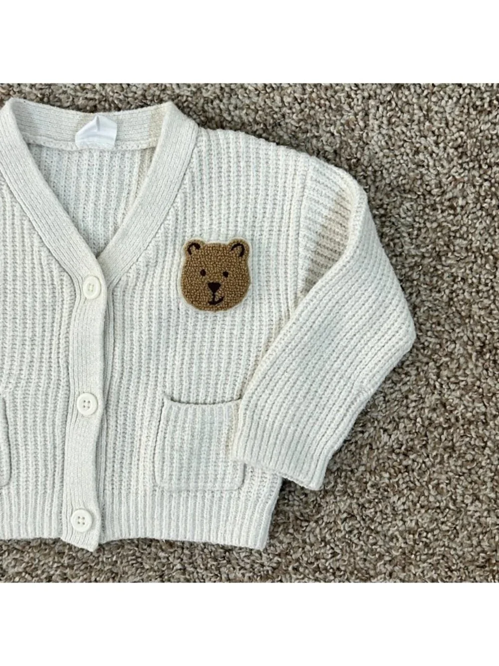 Baby‎ Gap I Brannan Bear Ribbed Knit Cardigan Sweater I Cream I Size 6-12 Months